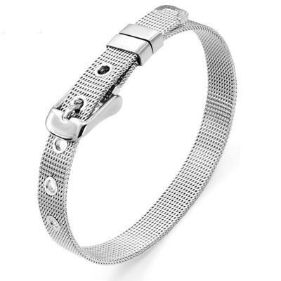 China Comfort Fit 8mm Stainless Steel Adjustable Bracelet Mesh Bracelet For Slide Charms for sale