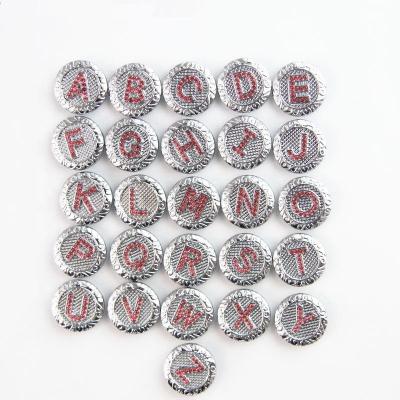 China Ginger Snap Letter Charms CLASSIC, charms jewelry from A-Z Pink Crystal Silver Color Snap for sale