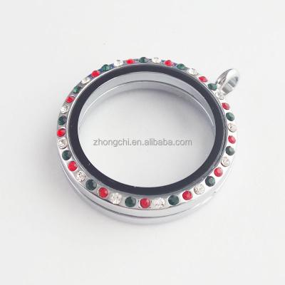 China FASHIONABLE high quality 30mm memory glass pendant with Christmas color crystal wholesale for sale