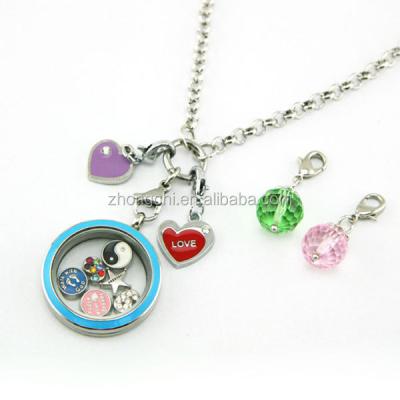 China Wholesale 316L Stainless Steel Colorful Floating Pendant Necklace for sale