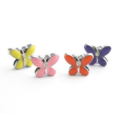 China New Trends 8mm Cute Enamel Butterfly Slide Keeper Charm For Leather Bracelet for sale