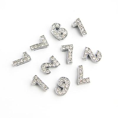 China New Trending Cute 8mm Crystal Number 0-9 Slide Keeper Charms For Leather Bracelet for sale