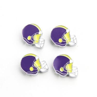 China Cute Fashion DIY Alloy Charms Enamel Helmet Slider For Bracelets Mesh Jewelry Findings Charms For Jewelry Making Slide Charms for sale