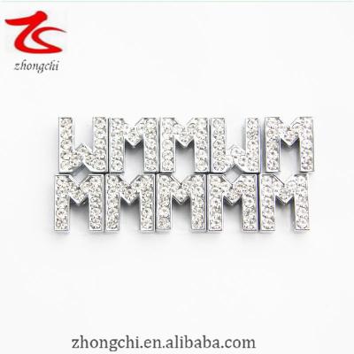 China ALLOY 8mm Letter Sliders Charms CZ Crystal Slider Charms for sale