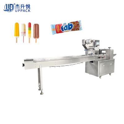 China Easy Operation Chocolate Bar Ice Cream Lolly Bar Popsicle Stick Horizontal Flow Packing Machine for sale