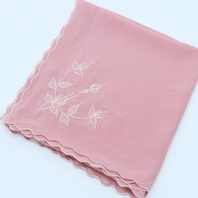 China Long Custom Embroider Head Bandanas Muslim Chiffon Embroidered Hijab Scarf For Women for sale