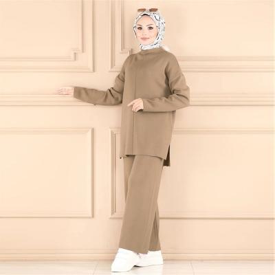 China Simple Muslim Clothing Islam Plain Solid Color Long Sleeve Clothes Prayer Sets Pants for sale