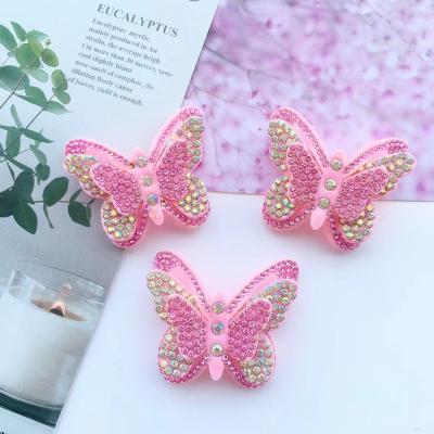 China Fashion Crystal Diamond Tiara Butterfly Ladies Hair Clip Single Flatback for sale