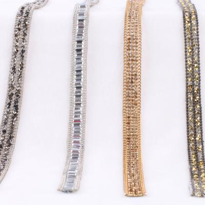 China Environment inspection fancy rhinestone crystal chain joining double point rhinestone waist chain for sale