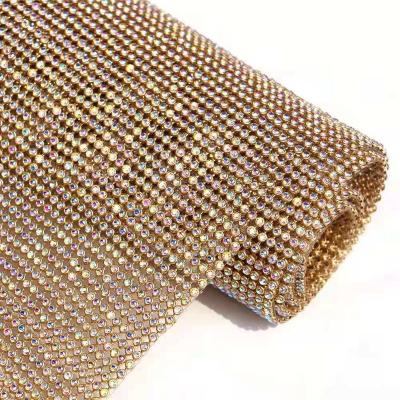 China Rhinestone Crystal Aluminum Mesh Flatback Direct Selling 45*120CM3MM Decorative Diamond Piece for sale