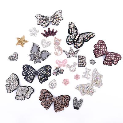 China Brilliant Colors Beads Cute Rhinestone Word Sticker Hot Handmade Patch Applique 3D DIY Graphic Patch for sale