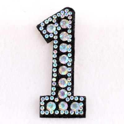 China Applique l 123letter rhinestone hotfix Environment Inspection Hotfix 3D rhinestone letters for sale