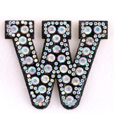 China Applique l English ABC Letter Rhinestone Environmental Inspection Hotfix 3D Rhinestone Patches for sale