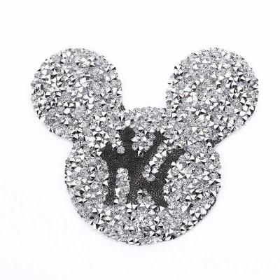 China Environmental Inspection New Design 24X40cm Mix Crystals Rhinestone Mesh Glue Sheet Sticker Rhinestone Patch for sale