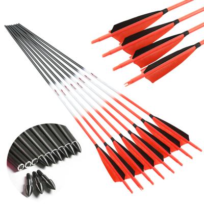 China Wholesale Pure Orange Shaft ID 6.2mm Arrows Real Carbon Archery Fletchings TIR Arrow For Bow Shoot Hunting for sale