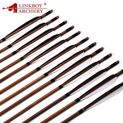 China Linkboy Archery TIR Spine450 32inch OD7.8mm Bamboo Arrows with Real Turkey Feather Arrow Archery Archery Bamboo Arrows for sale