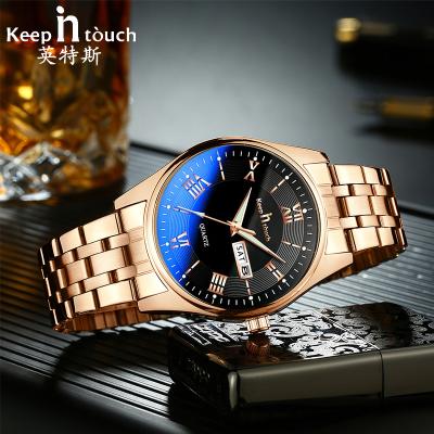 China Automatic Date Mens Watch Rose Gold Stainless Steel Calendar Quartz Wrist Watch Men Sports Watch Quartz Clock for sale