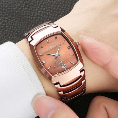 China Luxury Water Resistant Men's Quartz Waterproof Watch With Calendar Brown Stainless Steel Square Business Men's Wrist Watch for sale