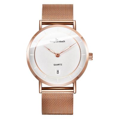 China K-8015M Rose Gold Stainless Steel Mesh Strap Water Resistant K-8015M Rose Gold Stainless Steel Mesh Quartz Men's Quartz Watch Casual Men's Watch for sale