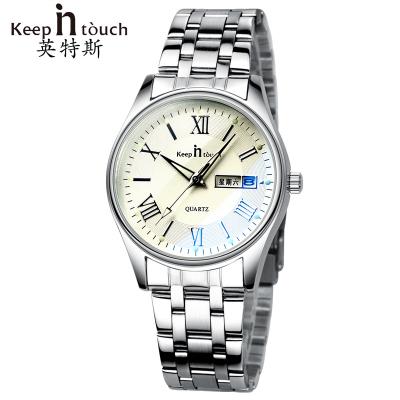 China Silver Round Case Calendar Mens Water Resistant Stainless Steel Strap Alloy Watch Quartz For Business Men Quartz Wrist Watch for sale