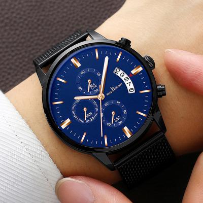 China Japan Movement Fashion Casual Quartz Men's Water Resistant Sports Watches Calendar Wristwatch Leather Strap Watches for sale