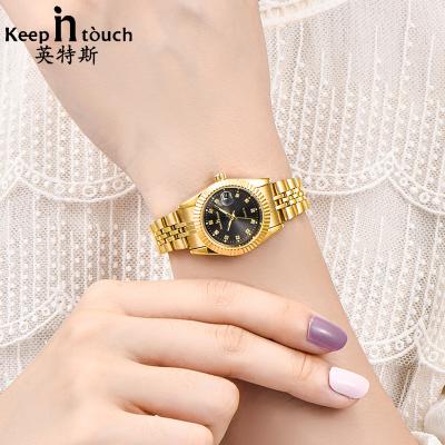 China 8045L Automatic Calendar Stainless Steel Automatic Calendar Ladies Quartz Watch Gold Alloy Case Fashion Women Dress Waterproof Quartz Wrist Watch for sale