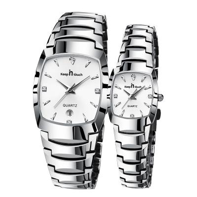 China Day/Date Factory OEM Couple Watch Calendar Quartz Watches Stainless Steel Quartz Watch 8413 for sale