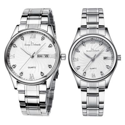 China Chronograph Watches Stainless Steel Couple Watches Quartz Women / Men Luxury Wrist Watches for sale