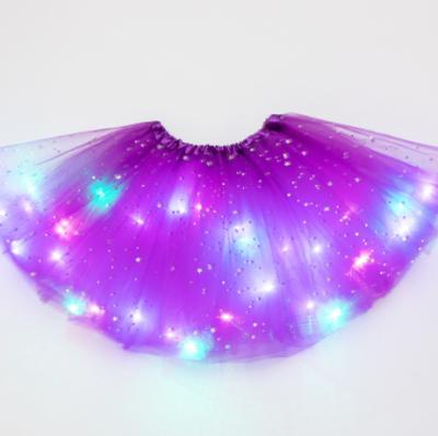 China Other KYO Children's Colorful Sequined Luminous Skirt Babies Burst Mesh Skirt Led Light Tutu Skirt for sale