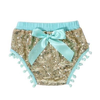 China Viable KYO Girl's underwear with glitter gold sequin children's defeat clothes cute baby tassel cotton shorts for sale