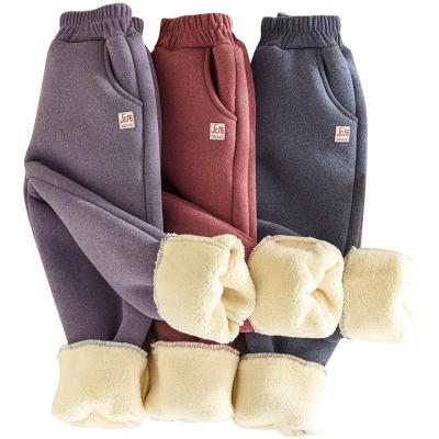 China KYO Boys And Girls Fleece Cotton Pants Windproof And Thick Trousers Kids Lamb Fleece Sweatpants for sale