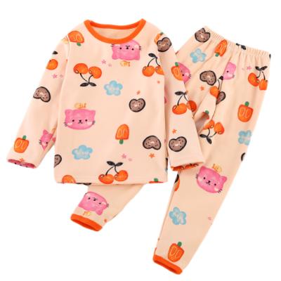 China KYO Baby Girls Casual and Boys 2 Pcs Colorful Sleepwear Set Children's Velveteen Pajamas Sweater Suit for sale