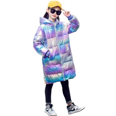 China Breathable KYO Boys And Girls Korean Style Down Jacket Mid Length Hooded Colorful Down Jacket for sale