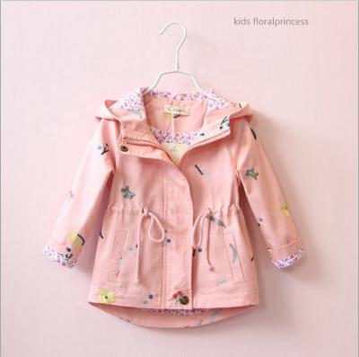 China Viable Children Floral Hooded Windproof Coat Outwear Casual Fashion Kids Girls Warm for sale