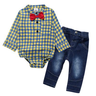 China Polyester/KYO Bulk Fashion Spring Cotton Long Sleeve Clothing Shirt Jeans Boys Newborn Plaid Kids Clothes for sale