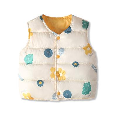 China KYO Children's Winter Viable Down Vest Boys' Light Warm Girls' Cartoon Printed Vest Sleeveless Coat for sale