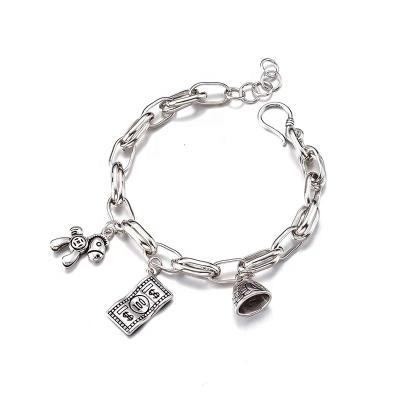 China TRENDY Retro bracelet for girls color unchanged hip hop right now money spent silver chain  bracelet wholesale accessories for sale