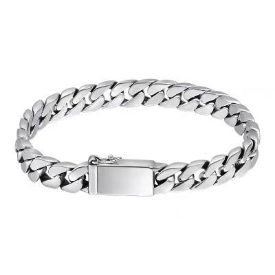 China TRENDY Vintage Thai silver punk Cuban chain woven bare riding whip chain hip Hop bracelet for men for sale