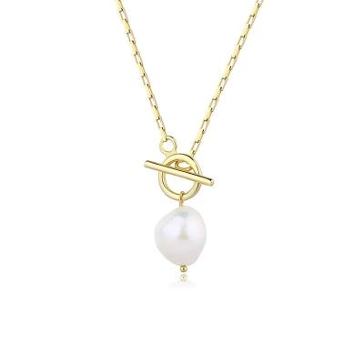 China Vintage S925 sterling silver clavicle chain Europe and America light luxury retro fashion OT buckle Baroque pearl necklace for sale