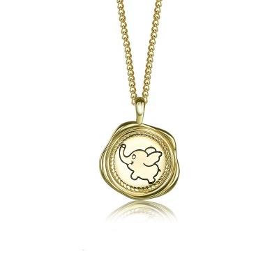 China Vintage 925 sterling silver coin pendant gold cartoon elephant necklace woman for sale