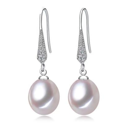 China CLASSIC Wholesale 925 silver freshwater pearl long earrings white earrings pendant for women for sale