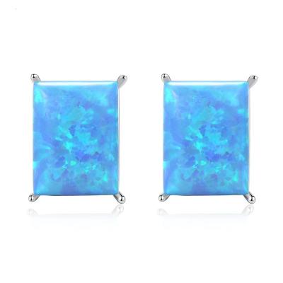 China CLASSIC S925 Silver Stud earrings Fashion rectangular blue stone earrings as a gift for women for sale