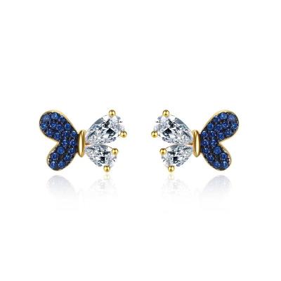 China CLASSIC Jewelry colored butterfly zircon earrings 925 silver insect earrings for women for sale