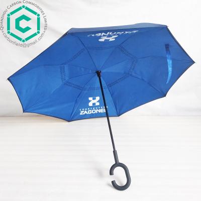 China Inverted Umbrella Windproof Reverse Umbrella For Women With UV Protection With C-shape Handle For United State Market for sale