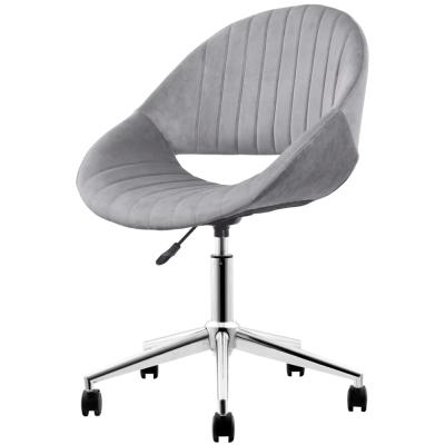 China (Height) Adjustable Velvet Upholstered Home Office Swivel Task Chair With Chrome Five Star Base for sale