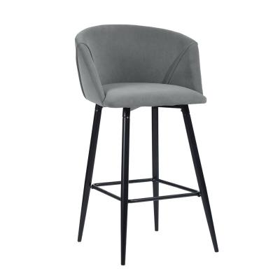 China Modern Modern Velvet Upholstery Look Black Finished Legs Sneak Against Home Bar Stool for sale