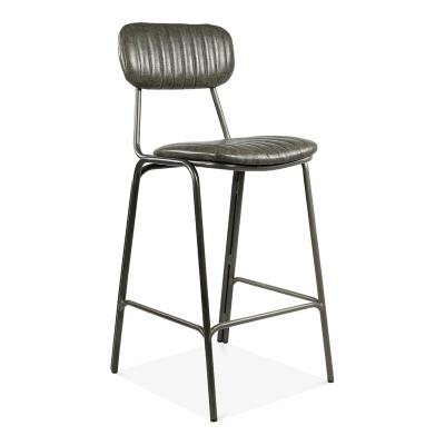 China New Design Modern Home Bar Furniture 75cm Height PU Metal Legs Leather Black Bar Stool for sale