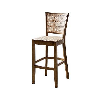 China View Rattan Home Wooden Bar Stool (Other) Farmhouse Style High Adjustable Back Armless Chair for sale