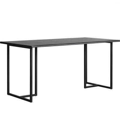 China Convertible Furniture 140cm Rough Mango Wood Black Steel Low Dining Table for sale