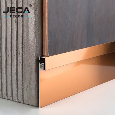 China Foshan Manufacturer JECA Modern Skirting Stainless Steel LED Profiles Skirting Board For Floor Decoration OEM Logo Metal TileTrim for sale